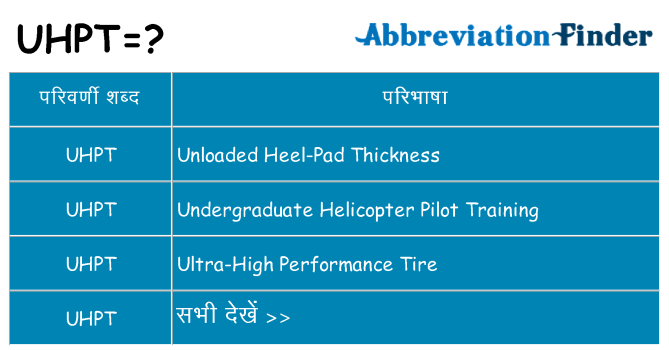 uhpt का क्या अर्थ है