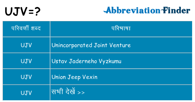 ujv का क्या अर्थ है