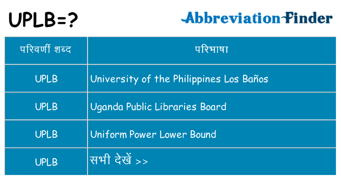 uplb का क्या अर्थ है