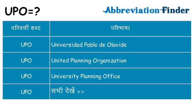 upo का क्या अर्थ है
