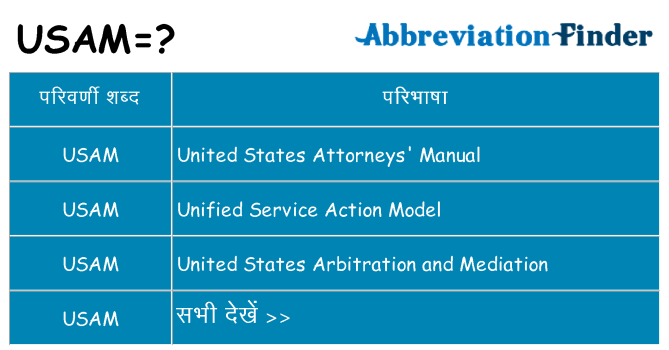 usam का क्या अर्थ है