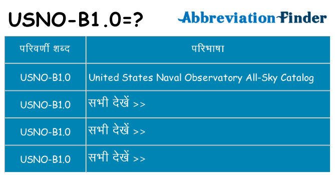 usno-b1-0 का क्या अर्थ है