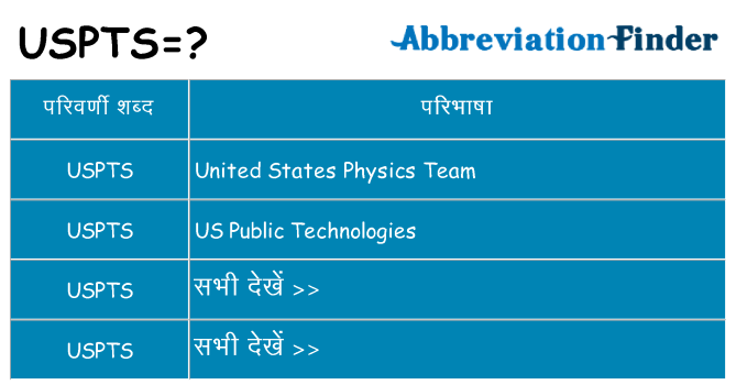 uspts का क्या अर्थ है