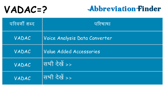 vadac का क्या अर्थ है