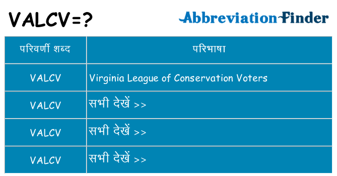 valcv का क्या अर्थ है