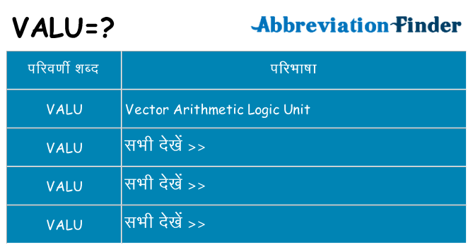 valu का क्या अर्थ है