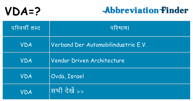 vda का क्या अर्थ है