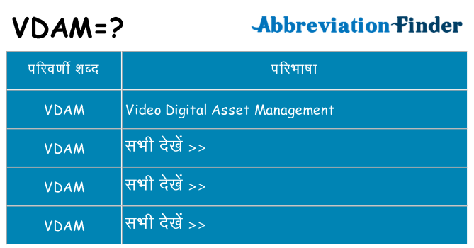 vdam का क्या अर्थ है