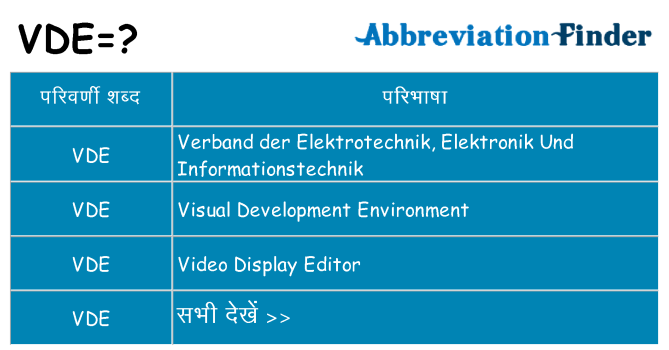 vde का क्या अर्थ है