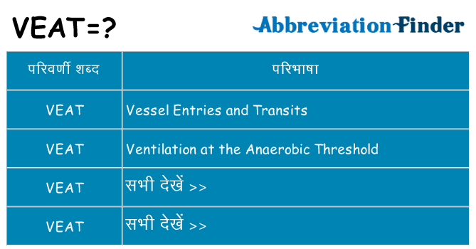 veat का क्या अर्थ है