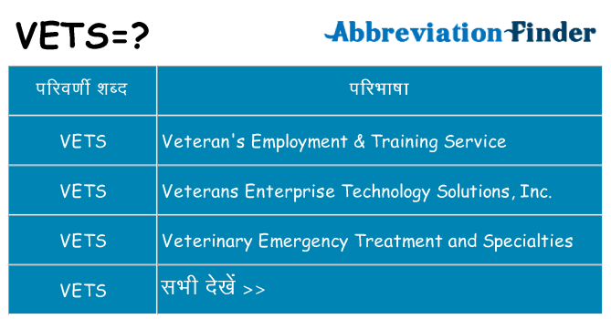 vets का क्या अर्थ है