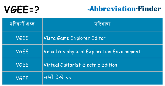 vgee का क्या अर्थ है