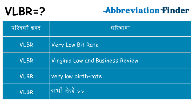 vlbr का क्या अर्थ है
