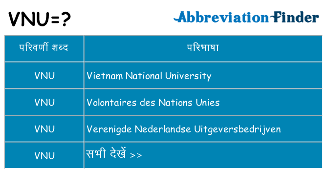 vnu का क्या अर्थ है