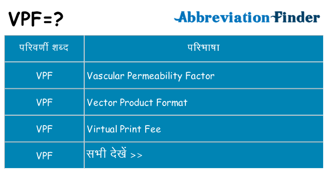 vpf का क्या अर्थ है