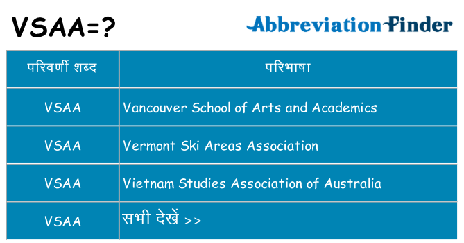 vsaa का क्या अर्थ है