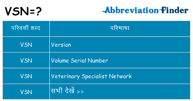 vsn का क्या अर्थ है