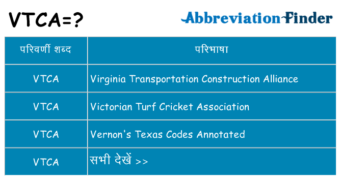 vtca का क्या अर्थ है