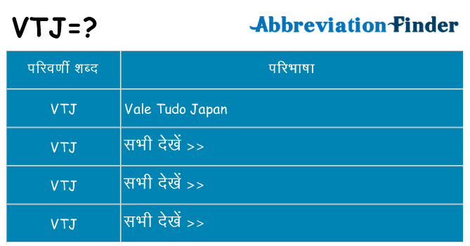 vtj का क्या अर्थ है