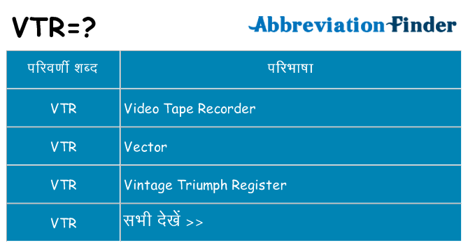 vtr का क्या अर्थ है
