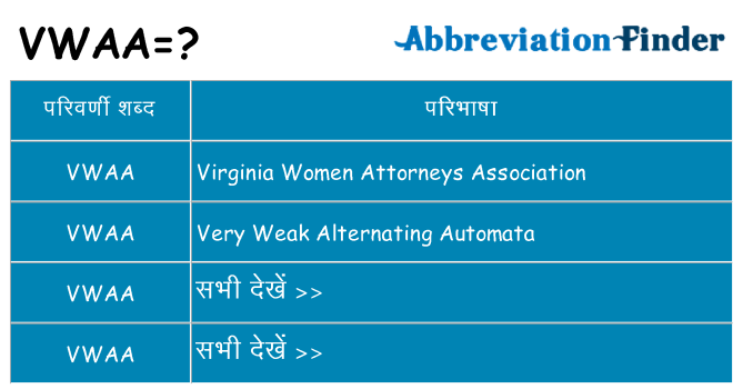 vwaa का क्या अर्थ है