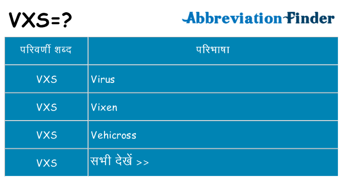 vxs का क्या अर्थ है