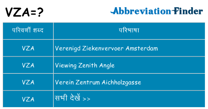 vza का क्या अर्थ है