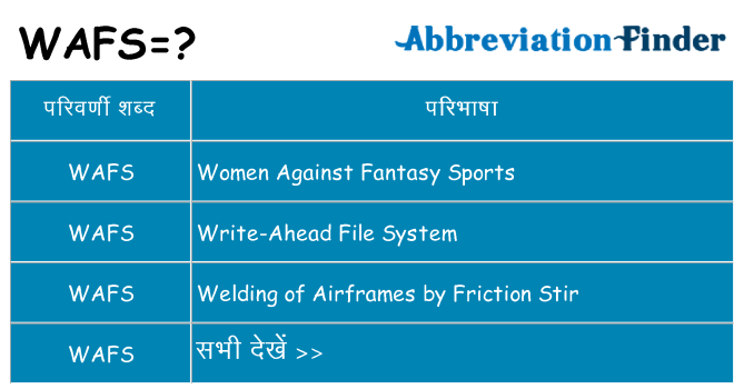 wafs का क्या अर्थ है