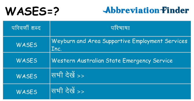 wases का क्या अर्थ है
