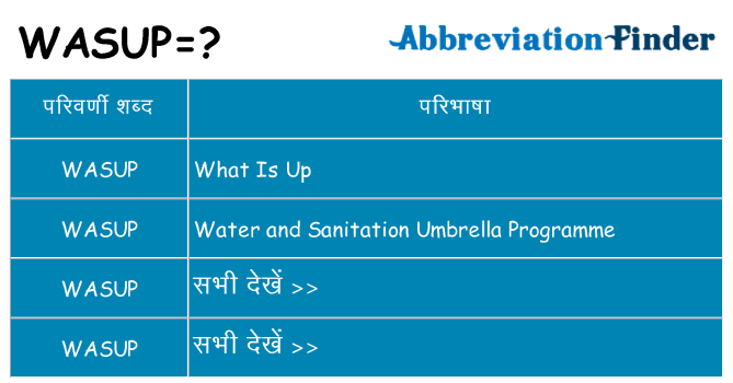 wasup का क्या अर्थ है