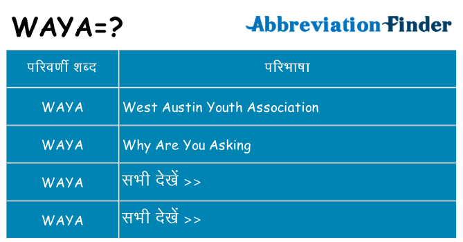waya का क्या अर्थ है