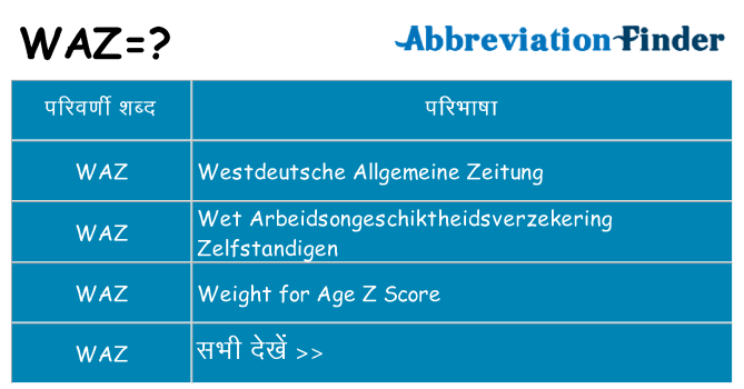 waz का क्या अर्थ है