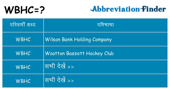 wbhc का क्या अर्थ है