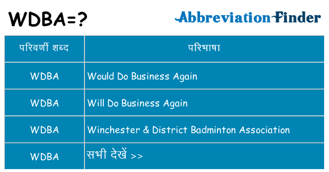 wdba का क्या अर्थ है