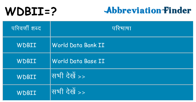 wdbii का क्या अर्थ है