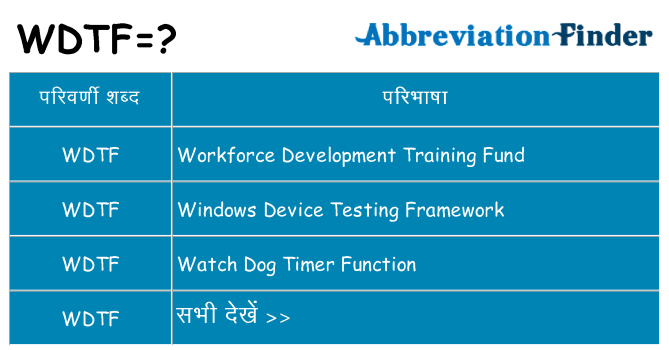 wdtf का क्या अर्थ है