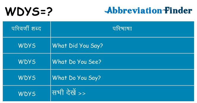 wdys का क्या अर्थ है