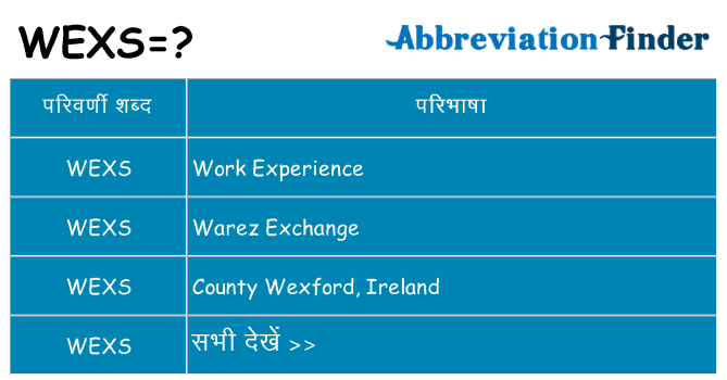 wexs का क्या अर्थ है