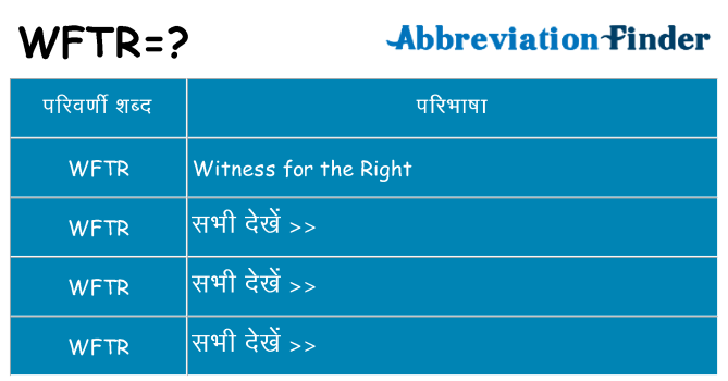 wftr का क्या अर्थ है