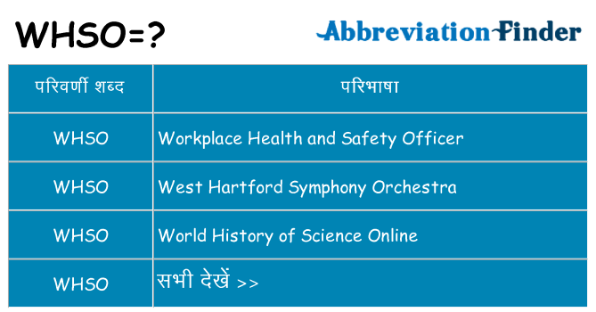 whso का क्या अर्थ है
