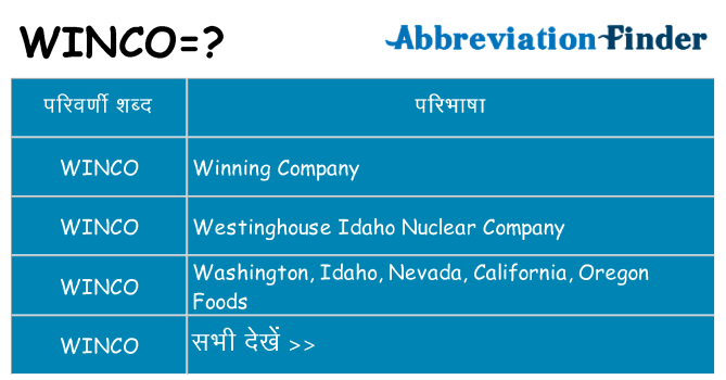 winco का क्या अर्थ है