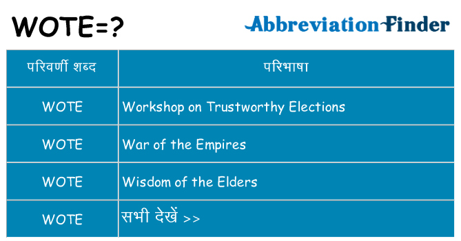 wote का क्या अर्थ है
