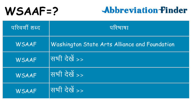 wsaaf का क्या अर्थ है