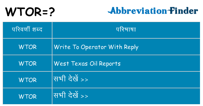 wtor का क्या अर्थ है