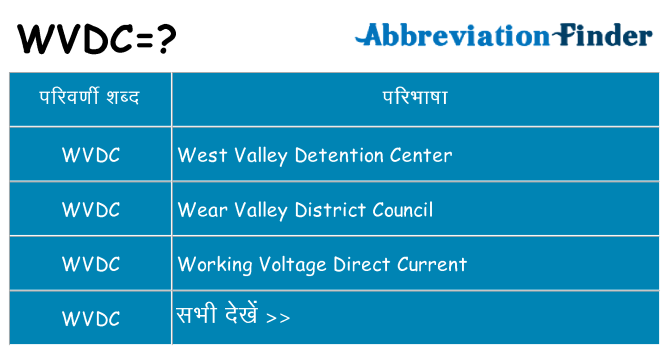 wvdc का क्या अर्थ है