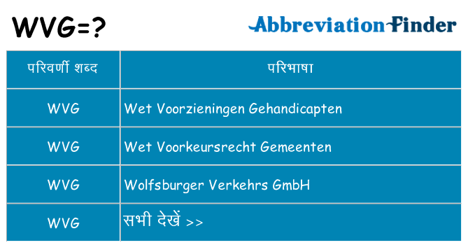 wvg का क्या अर्थ है