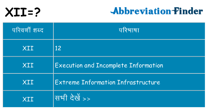 xii का क्या अर्थ है