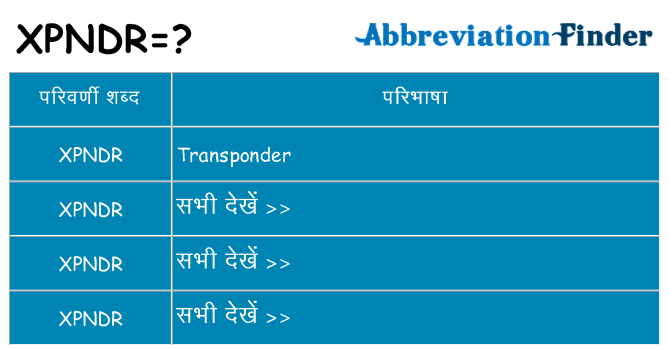 xpndr का क्या अर्थ है