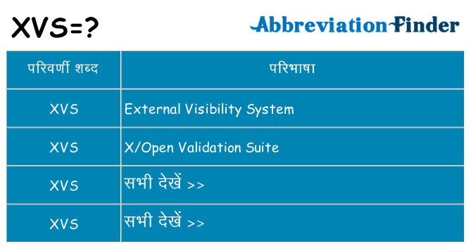 xvs का क्या अर्थ है