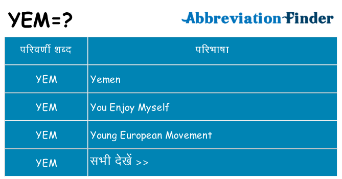 yem का क्या अर्थ है
